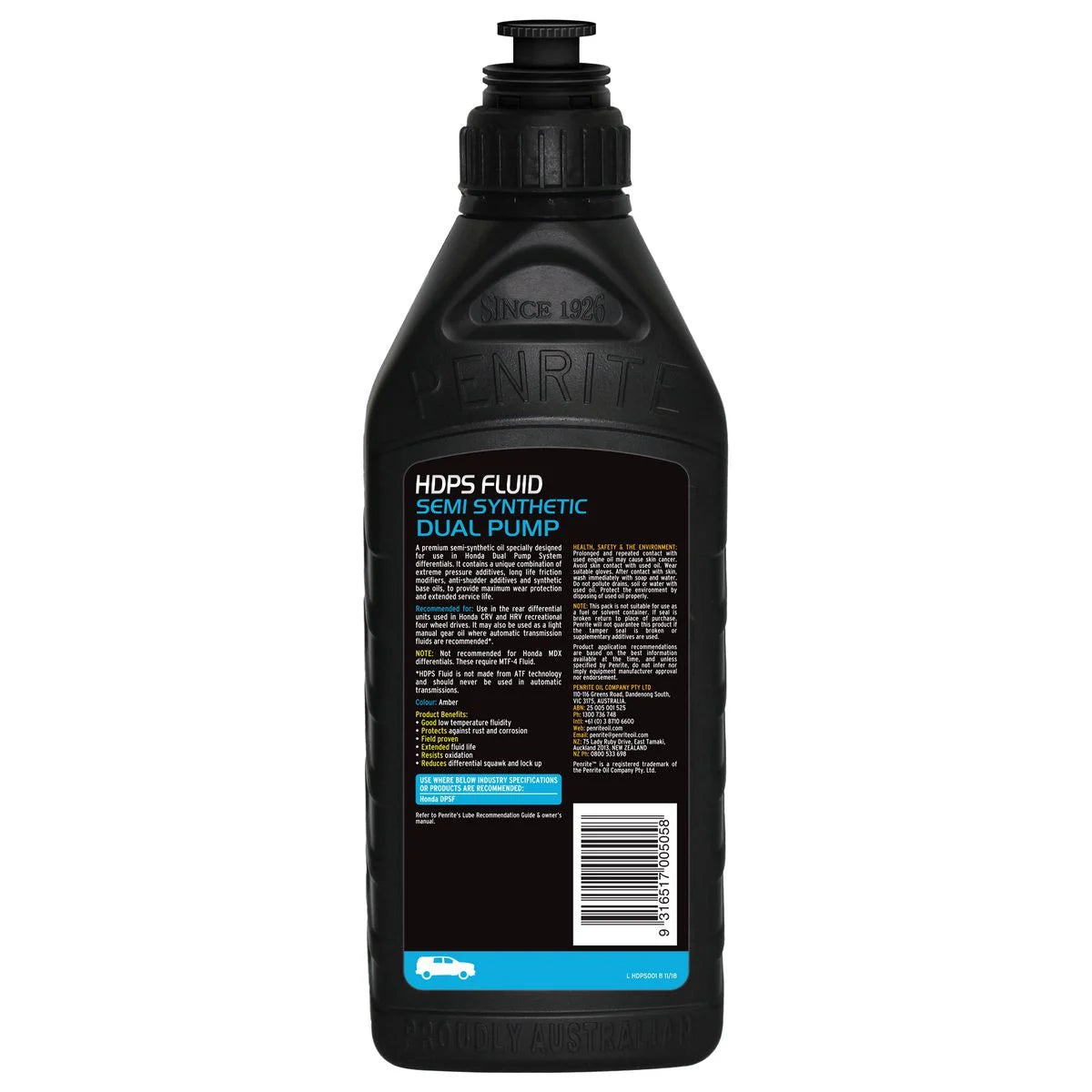 Penrite HDPS Dual Pump Fluid Semi Synthetic Suits Honda