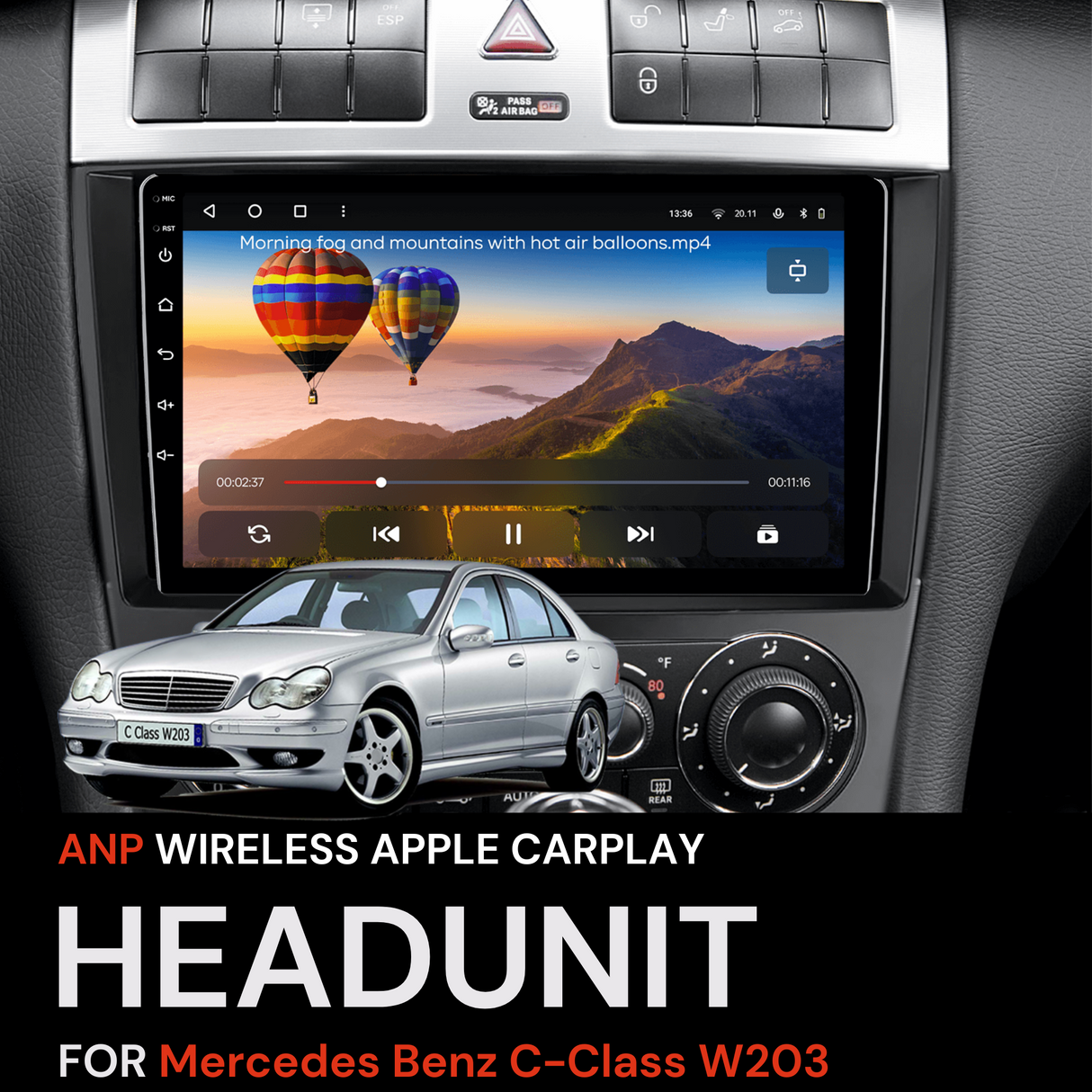 ANP Apple CarPlay Android Auto Screen For Mercedes Benz C-Class W203