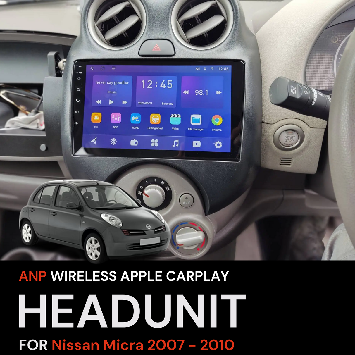 ANP Apple CarPlay Android Auto Screen For Nissan Micra 2007-2010