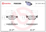 Brembo P06038N Prime Ceramic Brake Pad Set Rear For BMW 1, 2, 3, 4 Series F20, F22, F30, F31, F32, F33, F34, F36, F80, F83, F87 X3 X4 F25 F26