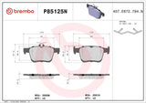Brembo Brake pad Prime Ceramic P85125N For Audi A3 S3 TT Quattro 2015–2020 2.0L TFSI Volkswagen Golf R GTI MK7 MK7.5 2015–2020 Jetta: 2019–2021  E-Golf 2015–2019 T-Roc