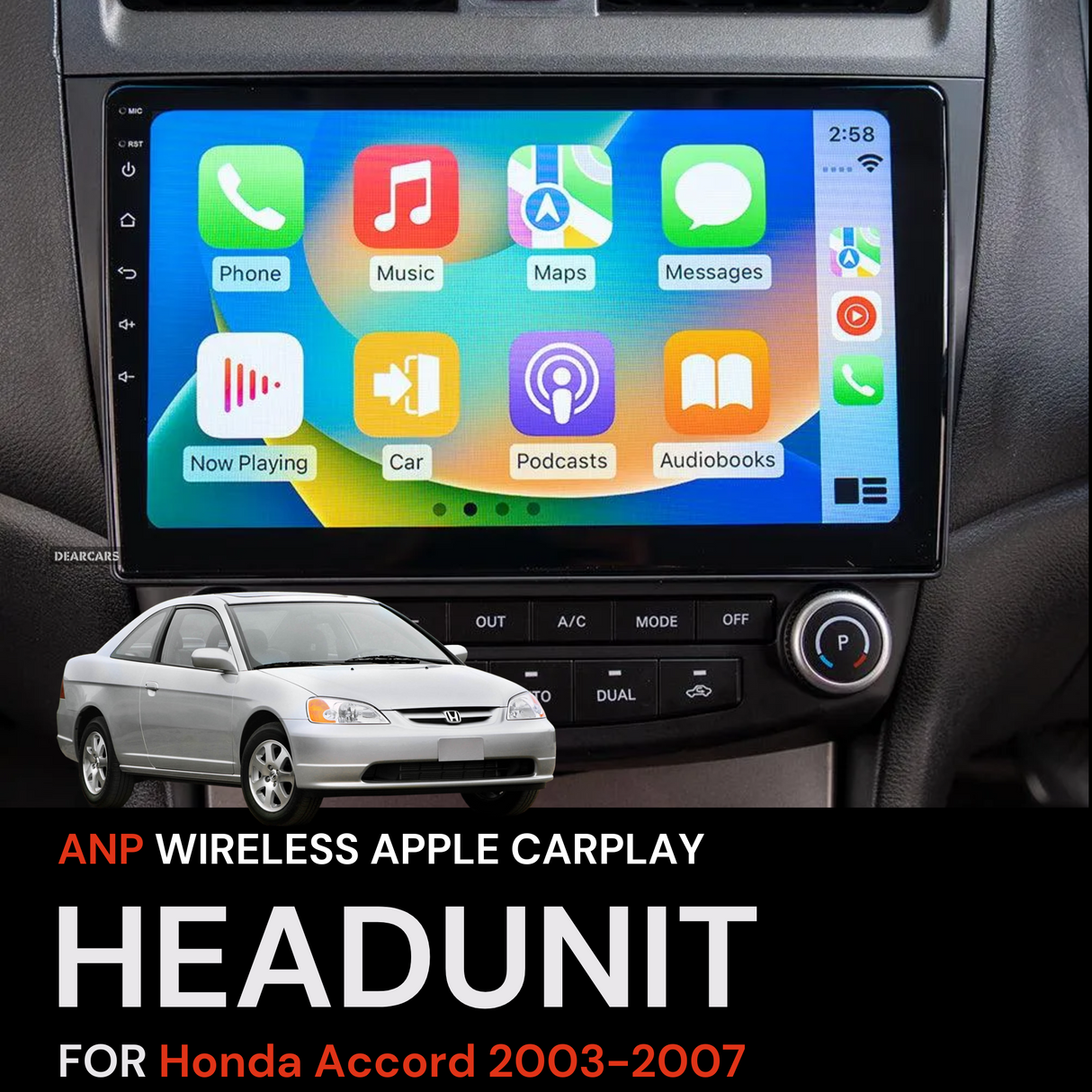 ANP Apple CarPlay Android Auto Screen For HONDA Accord 2003-2007