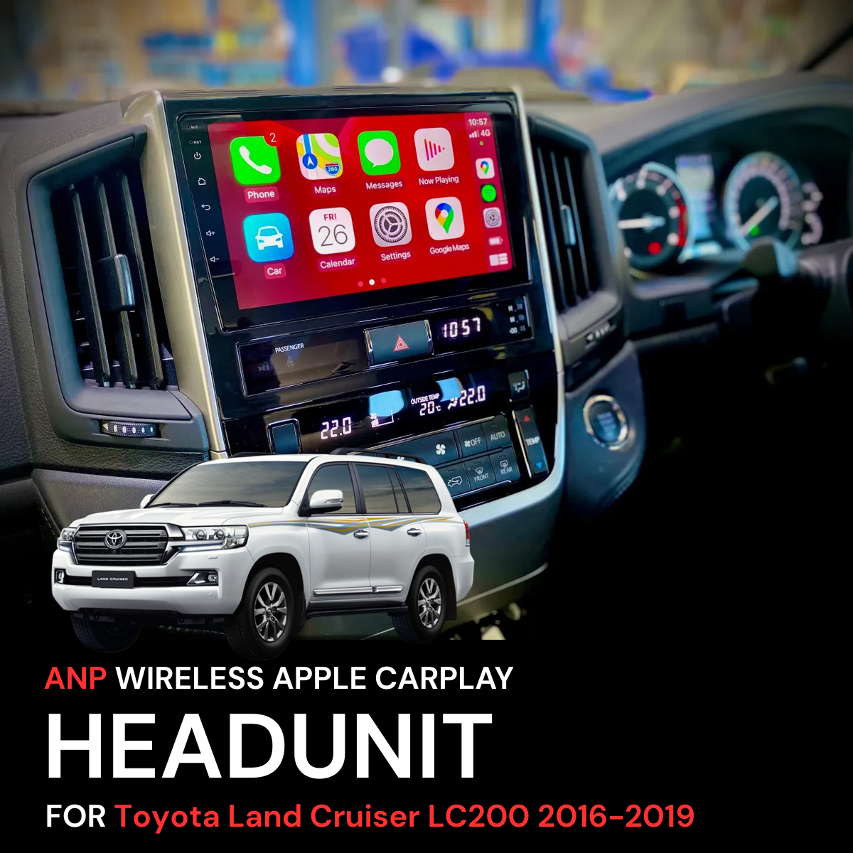 ANP Apple CarPlay Android Auto Screen For Toyota Land Cruiser LC200 2016-2019