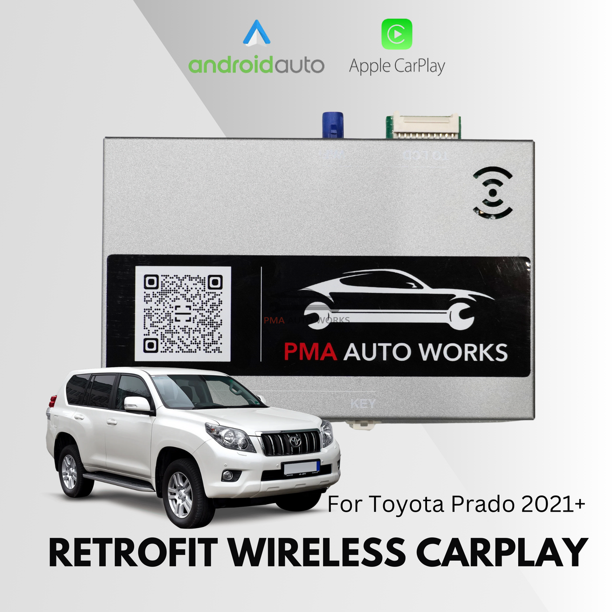 Retrofit Wireless Apple CarPlay Android Auto For Toyota Prado 2021+