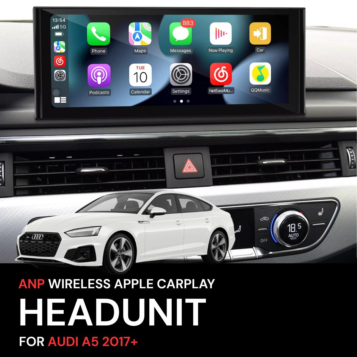 ANP Apple CarPlay Android Auto Screen For Audi A5 2017+ 12.3 inch