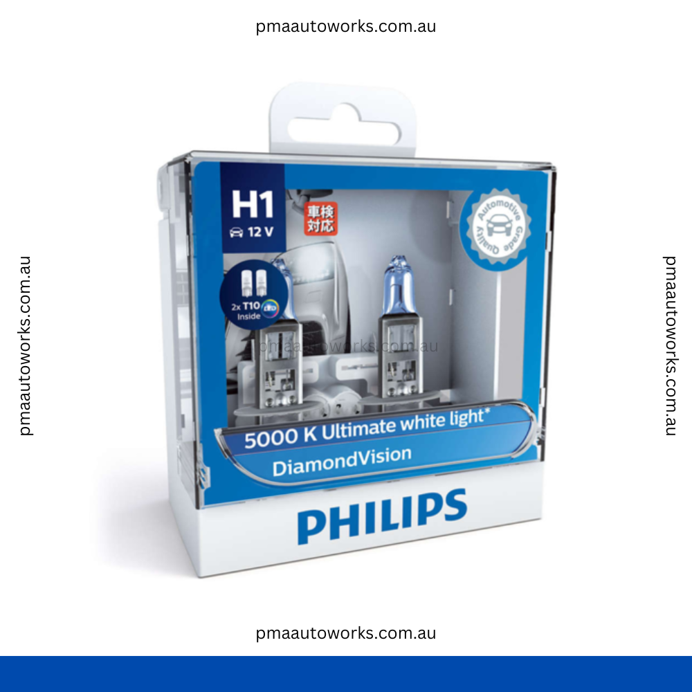 Philips H1 12V 55W Diamond Vision 5000K Bright White Bulbs