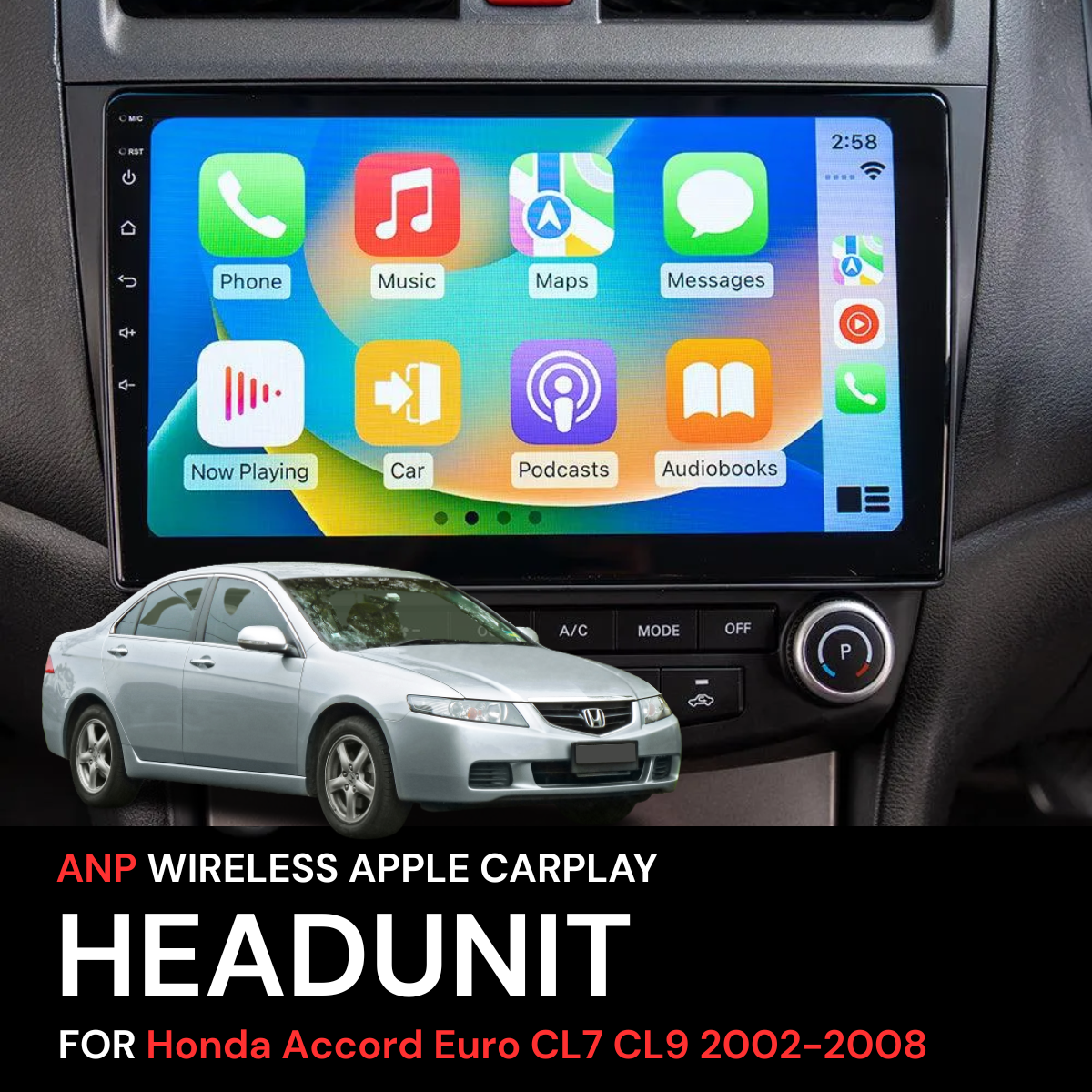 ANP Apple CarPlay Android Auto Screen for HONDA Accord Euro CL7 CL9 2002-2008