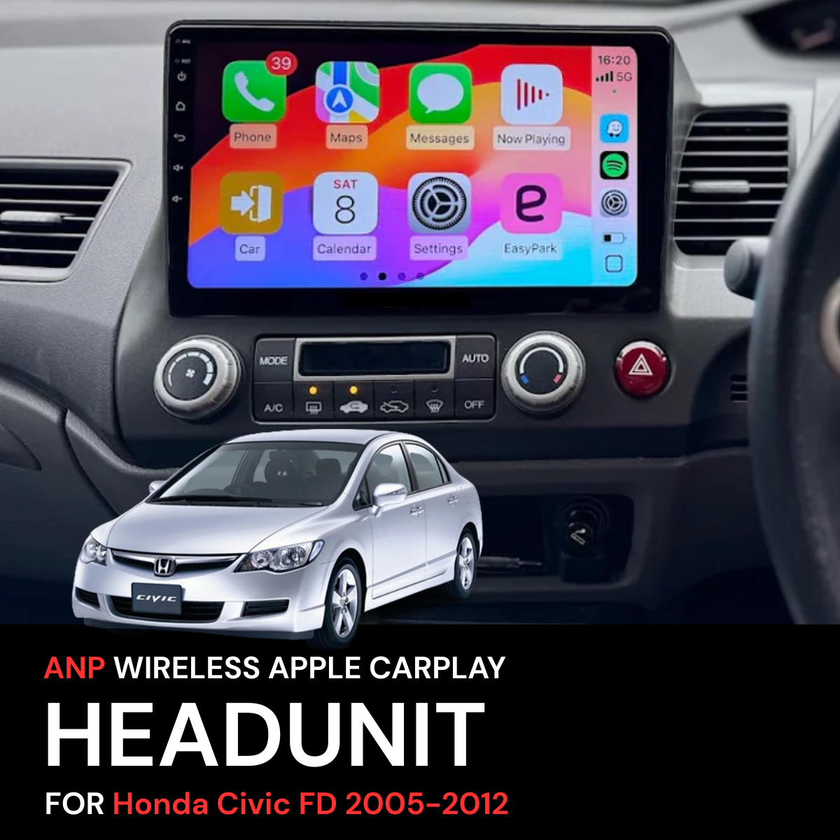 ANP Apple CarPlay Android Auto Screen For Honda Civic FD 2005-2012 ...
