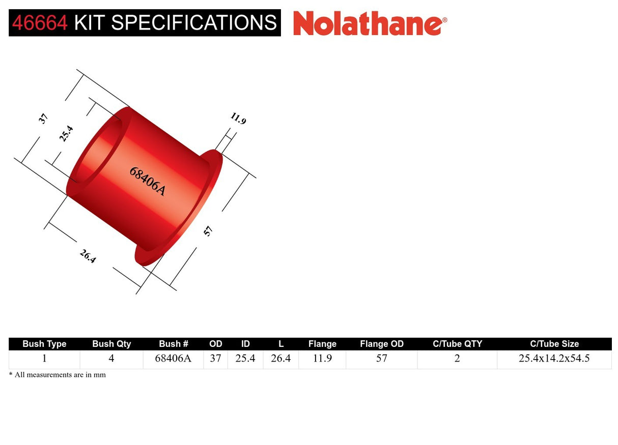 46664 Nolathane Rear Axle Control Arm Lower Rear - Outer Bushing Kit