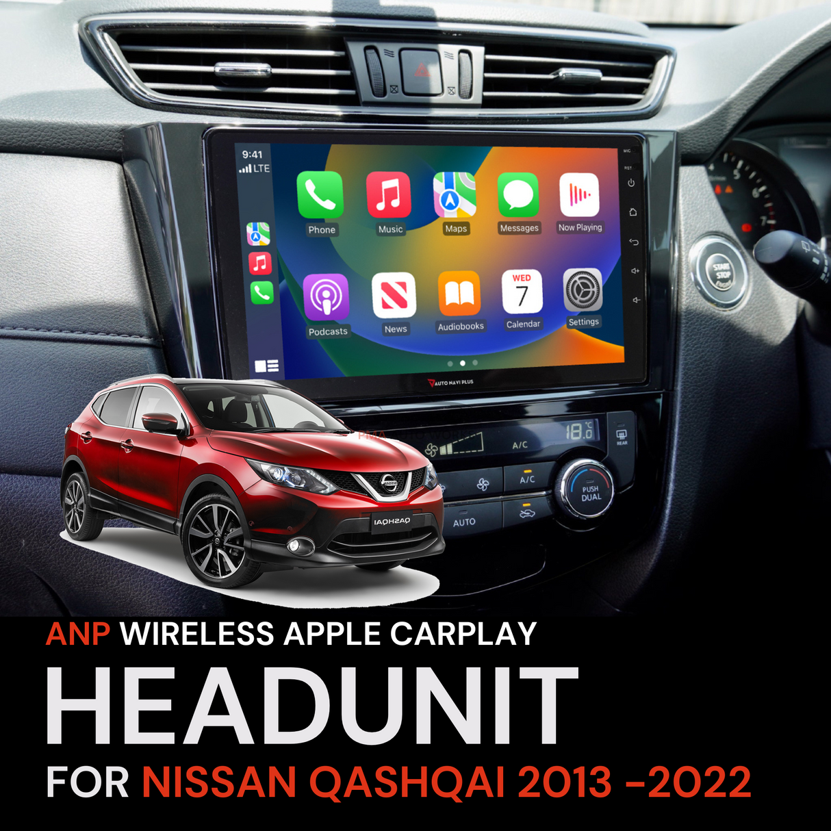 ANP Apple CarPlay Android Auto Screen For Nissan Qashqai 2013-2022