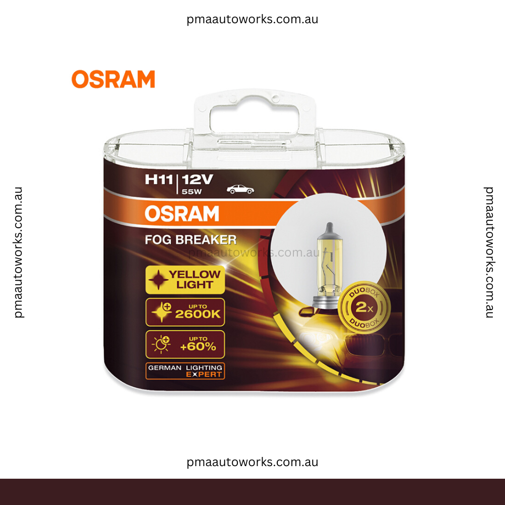 OSRAM Fog Breaker H11 Auto Head Light Bulbs Fog Lamps 12V 55W 2600K Yellow