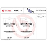 Brembo P06071N Prime Ceramic Brake Pad Set Rear For BMW 3 Series F30, F31, F34, F80 2011–2019. BMW 4 Series F32, F33, F36, F82, F83 2013–2020 BMW 2 Series F22, F23, F87 2014–2020