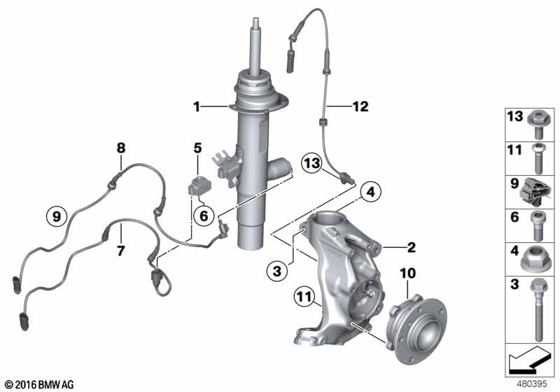 37116793866 Front Right Air Suspension Shock Absorber For BMW 3 Series F30 F31 F32 F33 (Copy)